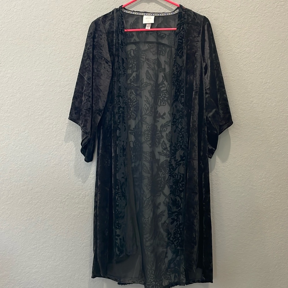Knox Rose velvet devore open front duster cardigan